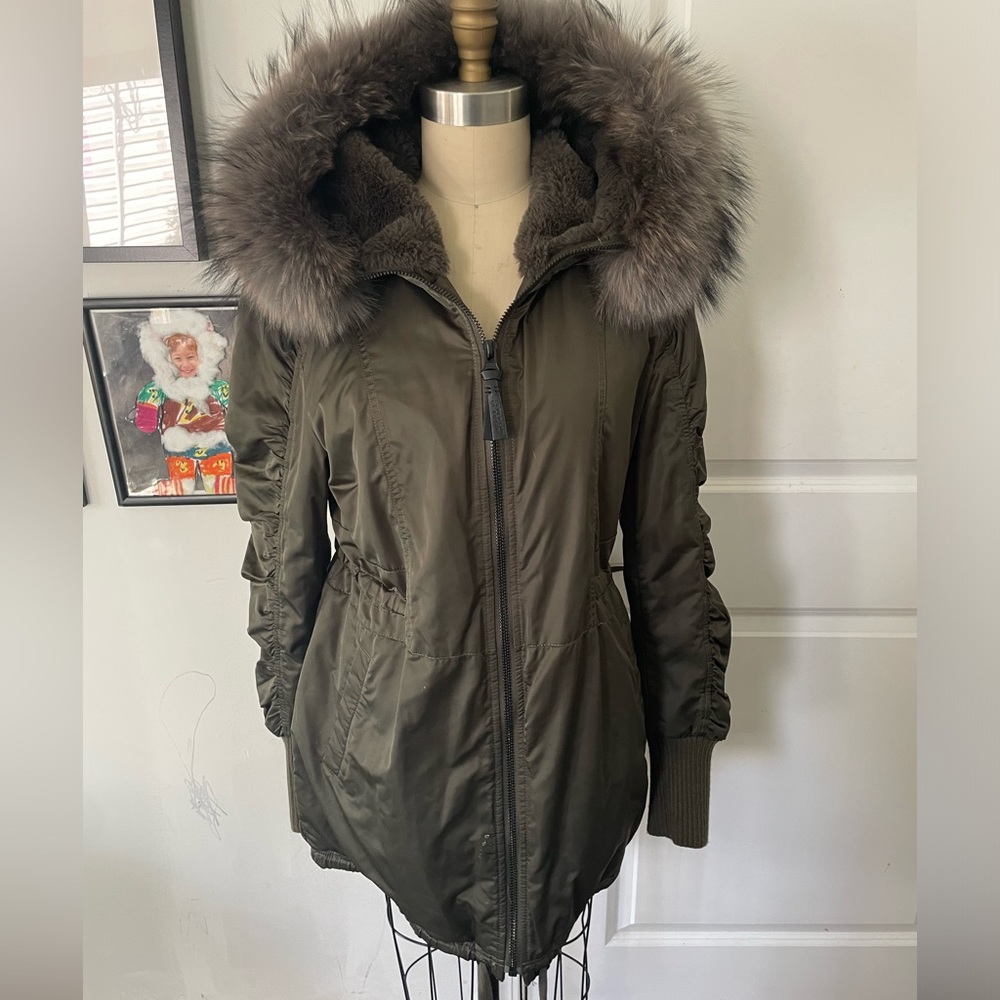 Derek lam 10 Crosby high quality nylon anorak Parka!with fur hood and lining a L